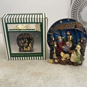 Christmas Decorated Nativity Plate Gift Collection Jesus